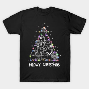 Meowy cat Christmas tree T-Shirt